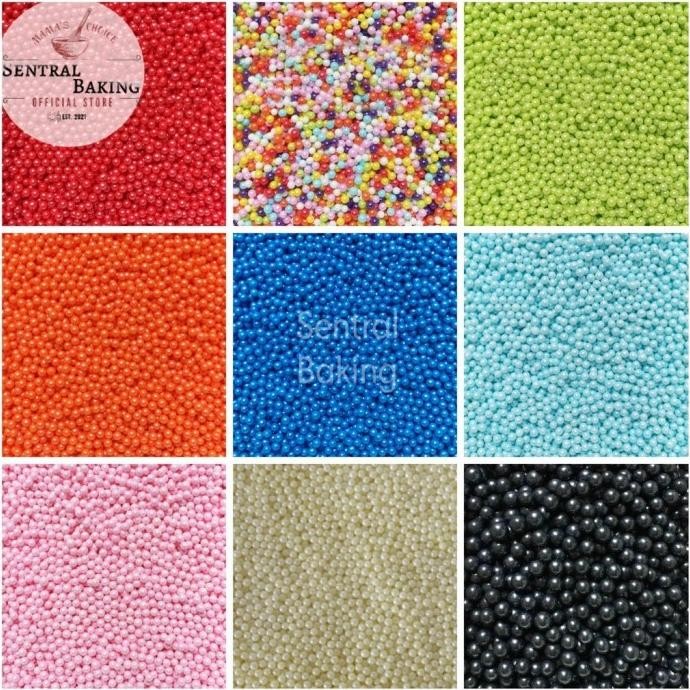 

Grosir Sprinkle Kue Mutiara Silver 4Mm 1000Gr (M2-L) / Springkel Pearl Perak