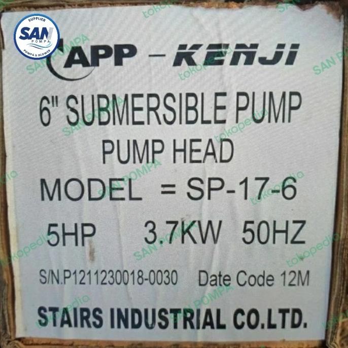 Submersible Pump App Kenji Sp 17-6 + Motor Franklin 5 Hp 3.7 Kw 50 Hz New Stok