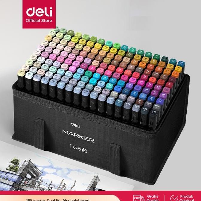 

Deli Spidol Sketsa Profesional / Sketch Marker 168 Warna Dual Tip HM902