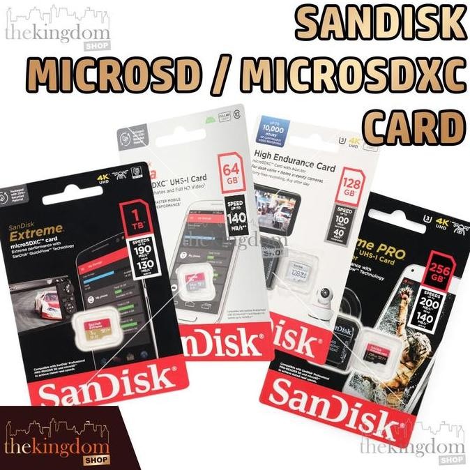 SANDISK EXTREME PRO HIGH ENDURACE MICROSD MICROSDXC CARD V30 U3 CLASS 10 100 140 150 200MB/S 64 128 