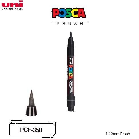 

Uni Posca Paint Marker PCF-350 - Black - Brush Tip