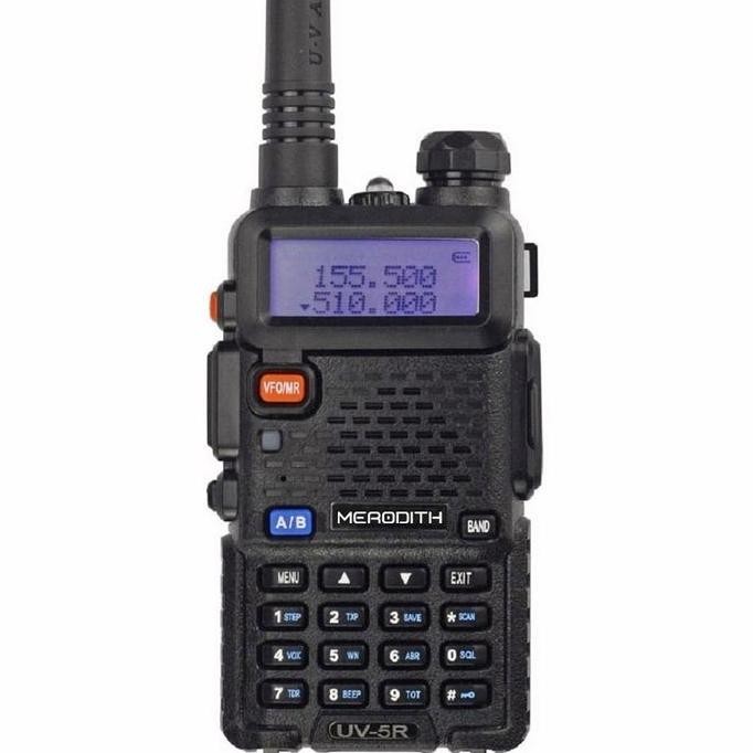 (COD) HT MERODITH UV5R Walkie Talkie Dual Band 5W 128CH UHF+VHF handy talkie luar ruangan walky talk