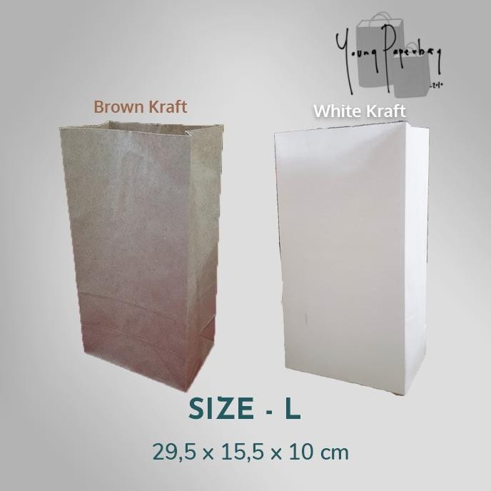 

Paper Bag / Kantong Kertas Kraft SOS Polos Size L 8