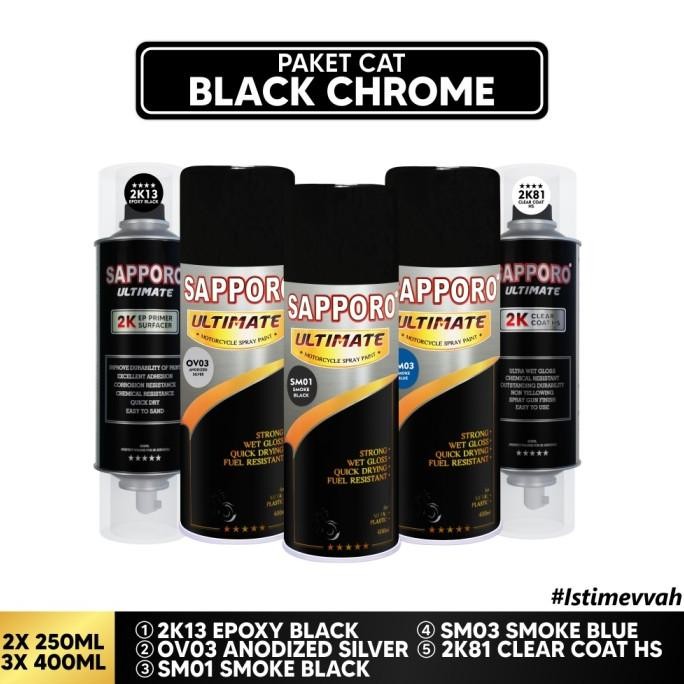 Paket Cat Black Chrome Ala Sapporo / Sapporo Ultimate / Cat Semprot