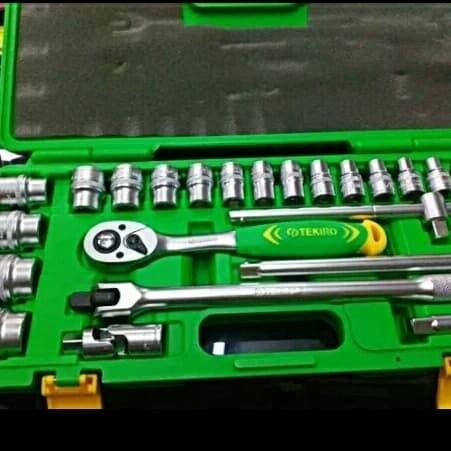 Kunci Shock Rachet Set Tekiro 24 Pcs Tool Box Besar Full Set 8 - 32 Mm Original Dan Terpercaya
