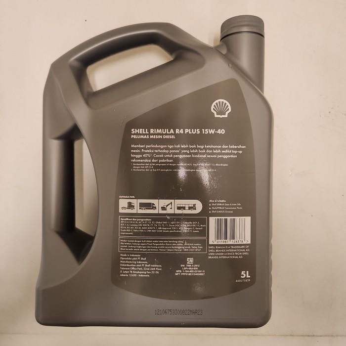 Oli Mobil Diesel Genset Diesel Shell Rimula R4 Plus (5 Liter) Original Dan Terpercaya