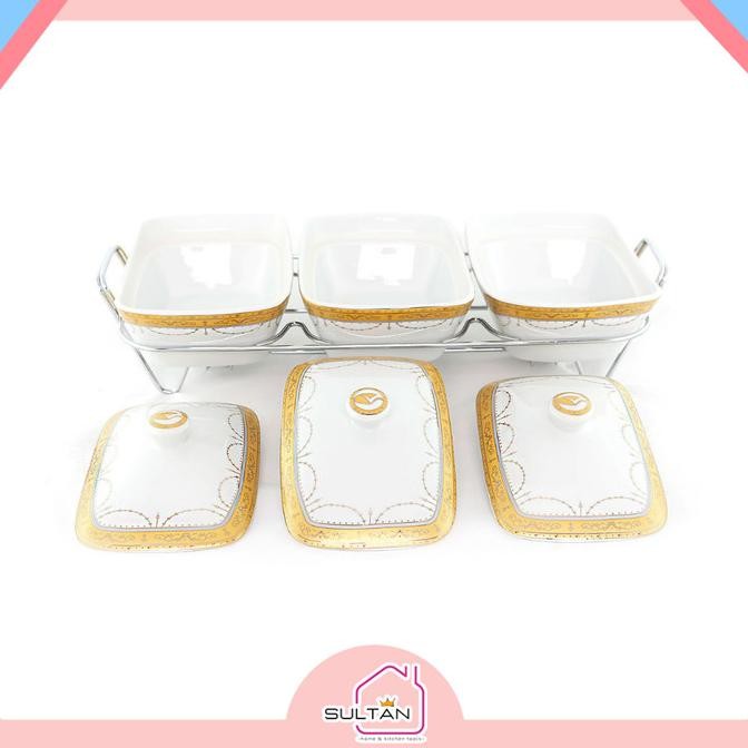 Prasmanan Alat Saji Vicenza Keramik Warmer Wadah Sayur Keramik Asli