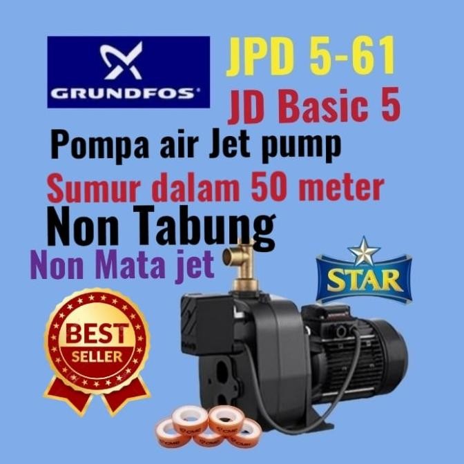 Mesin Pompa Air Grundfos Jpd 5 Jet Pump Jd Basic Non Mata Jet , Tabung New Stok