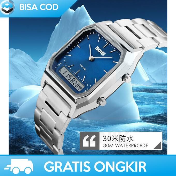 JAM TANGAN PRIA ANALOG KOTAK SKMEI DG1220 ORIGINAL WANITA RANTAI MURAH Promo Diskon