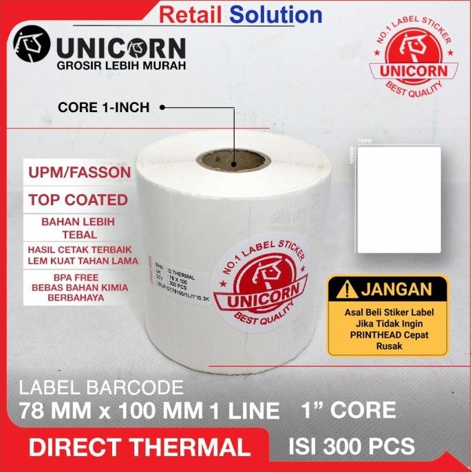 

Stiker Label Barcode Thermal 78x100 mm / 78 x 100 mm / 78x100mm murah