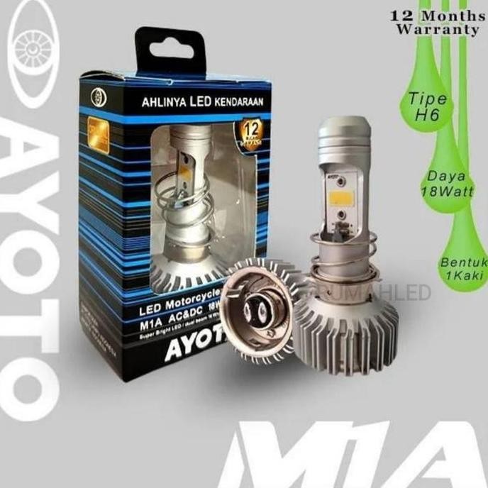 LAMPU MOTOR DEPAN LED AYOTO M1A 18 WATT H6 AC DC MOTOR BEBEK MATIC UNIVERSAL