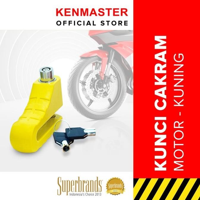 KENMASTER KUNCI CAKRAM SEPEDA YELLOW / KUNCI CAKRAM MOTOR / KUNCI CAKRAM ANTI MALING / KUNCI GEMBOK 