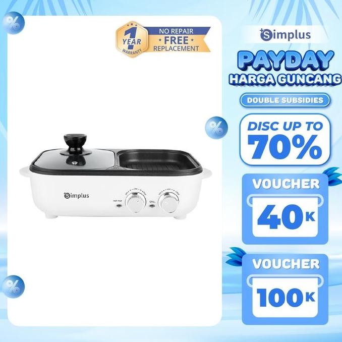 Murah PAYDAY DOUBLE SUBSIDIES LIMITED GIFTSSimplus Panci & Pemanggang Elektrik Multifungsi Wajan 2 d
