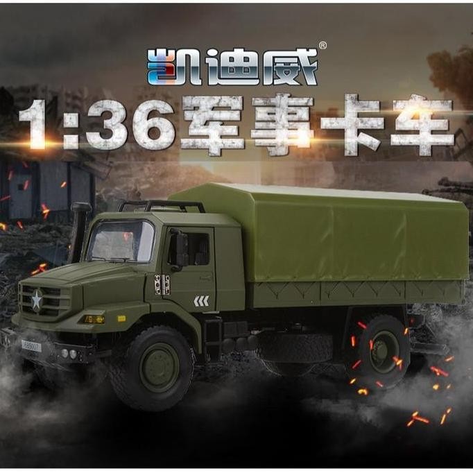 Grosir Diecast Miniatur Military Transport Truck Model Ornaments Off-Road