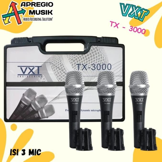 Vxt Tx-3000 Tx3000 Dynamic Microphone Isi 3Pcs Co