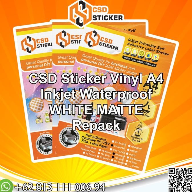 

CSD Sticker Vinyl Print Inkjet A4 Waterproof Stiker Anti Air Repack 20