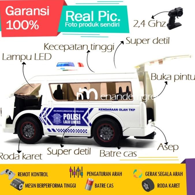 Sale Mainan Mobil Remot Kontrol Rc Van Polisi Toyota Hiace Buka Pintu Asep