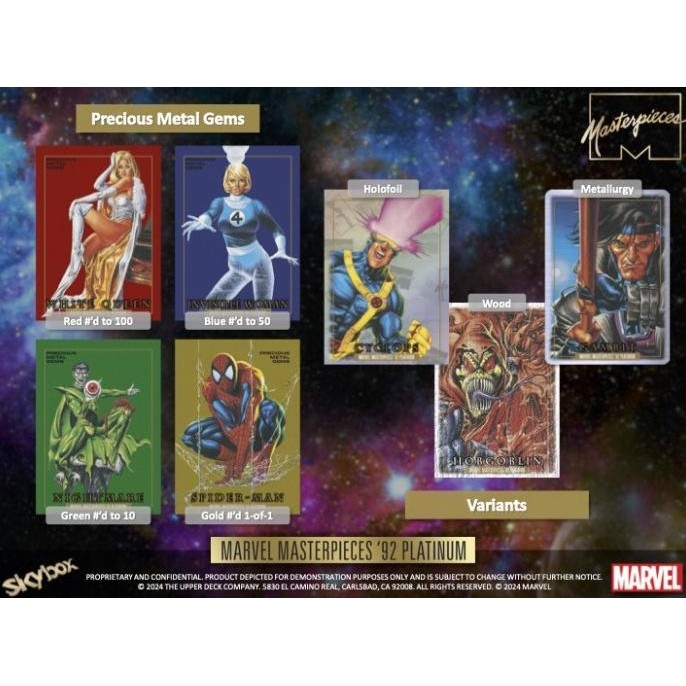 Grosir 2024 Upper Deck Marvel Masterpieces '92 Platinum Hobby Box (12 Pack Per Box, 4 Kartu Per Pack