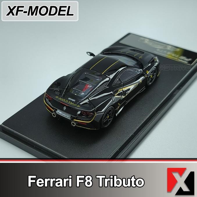 Grosir Xf Model 1:64 Ferrari F8 Tributo Black With Gold Stripe