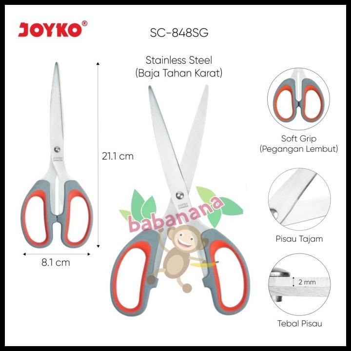 

Gunting Joyko Sc-848Sg Scissors Pemotong Kertas Multifungsi