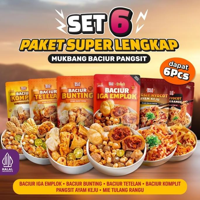

[PROMO 6 Pcs] Beledos Paket All Varian Baciur Pangsit Ayam Keju / Baciur Iga Emplok / Baciur Tetelan / Baciur Bunting Sambal Taichan Pedas