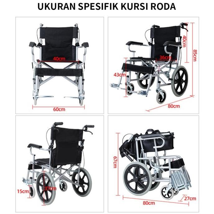 Terlaris 20 Inci Kursi Roda Lipat / Kursi Roda Lansia / Kursi Roda Traveling Lipat / Kursi Roda Medi