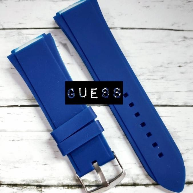 Tali Strap Jam Guess Rubber Ruber Strap Gues Pria Biru Buckle Guess murah