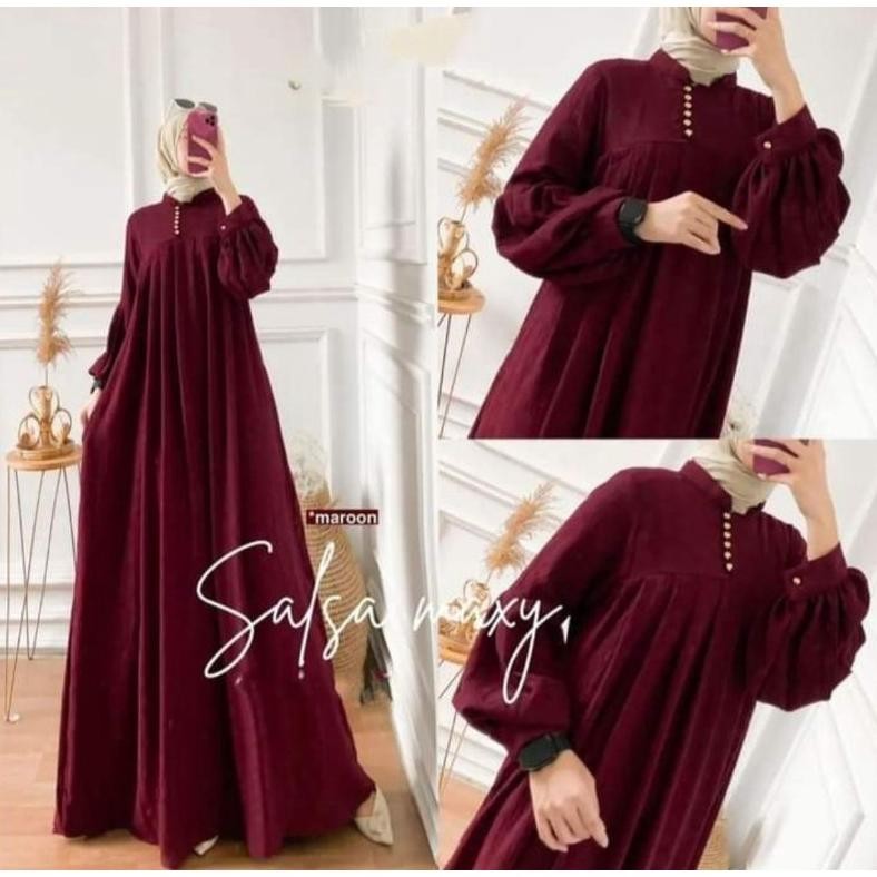 Terlaris Salsa Maxy Dress / Gamis Jumbo / Gamis Lebaran / Baju Wanita / Dress Wanita / Baju Gamis