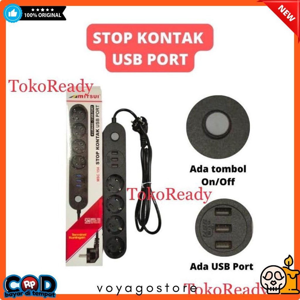 Stop Kontak Mitsui 4 Lubang 3 Usb Port Terminal Kuningan Sni Diskon