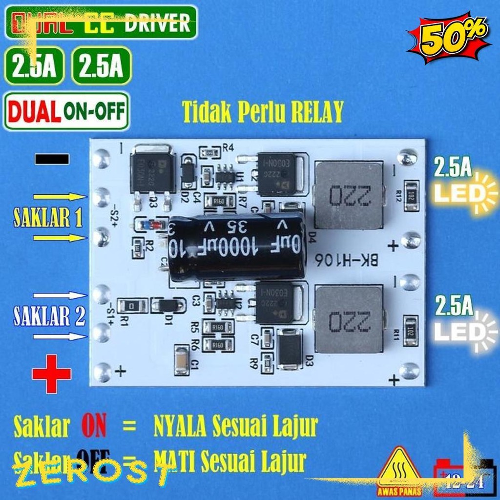 Dual On 2.5A Led Driver Mcp 7070 2X 3570 Sst Xml Biled Laser 12V 24V Terlaris Produk Ini Banyak Dica