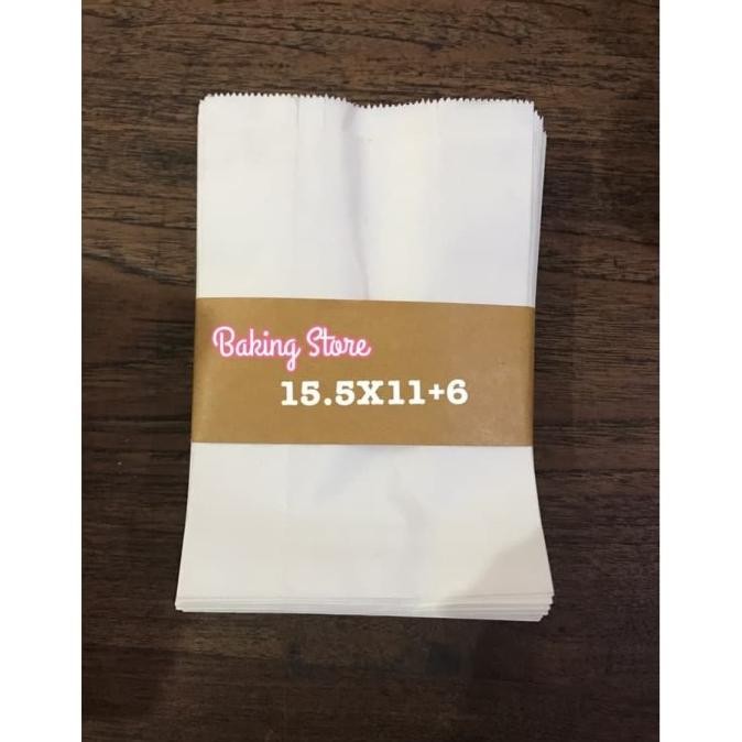 

Kantong Kertas - Paper Bag Putih 15.5x11+6cm isi 100lbr murah