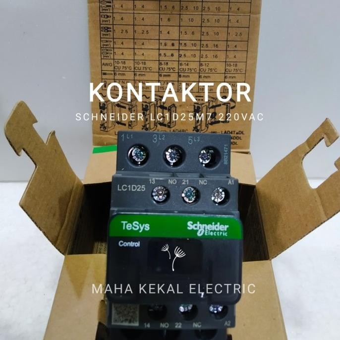 Kontaktor Schneider Lc1D25M7 220Vac/Kontaktor Schneider/Kontaktor Schneider Lc1D25M7 New Stok