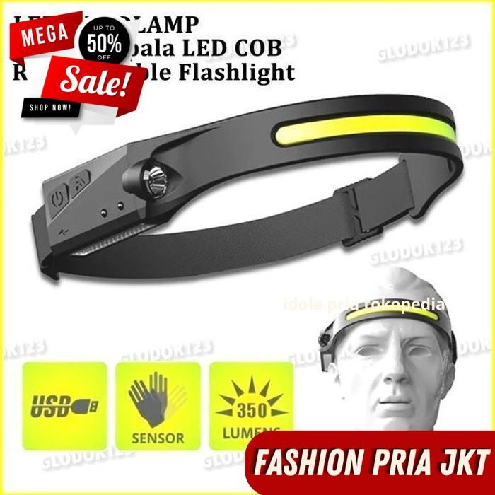 SENTER LED HEADLAMP KEPALA FLASHLIGHT SENSOR USB XPE COB CHARGE LX200 BY PRIA JKT PRODUK PILIHAN