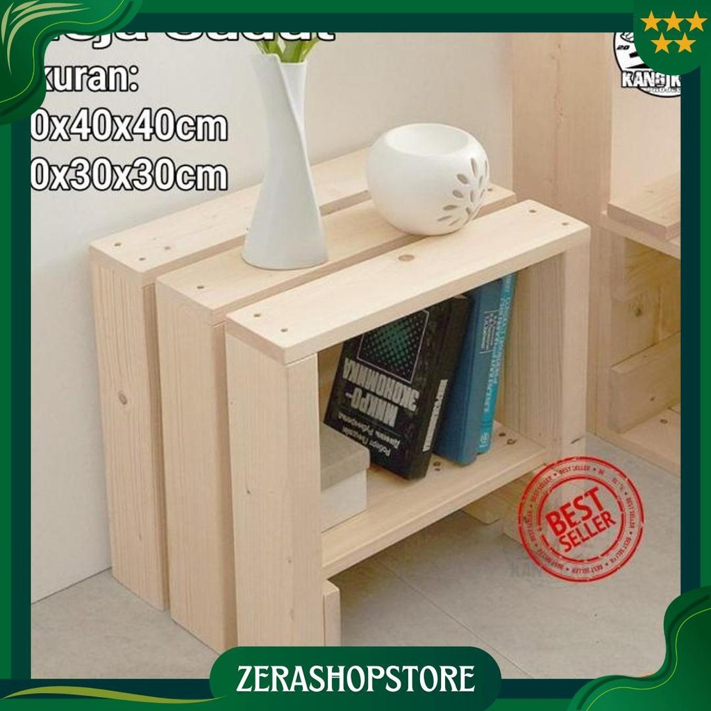 Meja Sudut Kecil Dekorasi Kayu Minimalis Jati / Mahoni Ori
