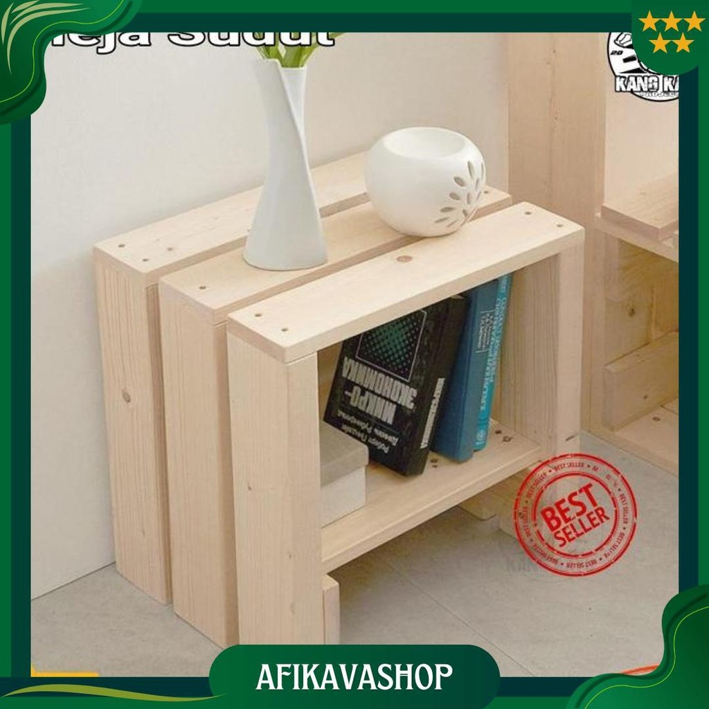 Meja Sudut Kecil Dekorasi Kayu Minimalis Jati / Mahoni Ori