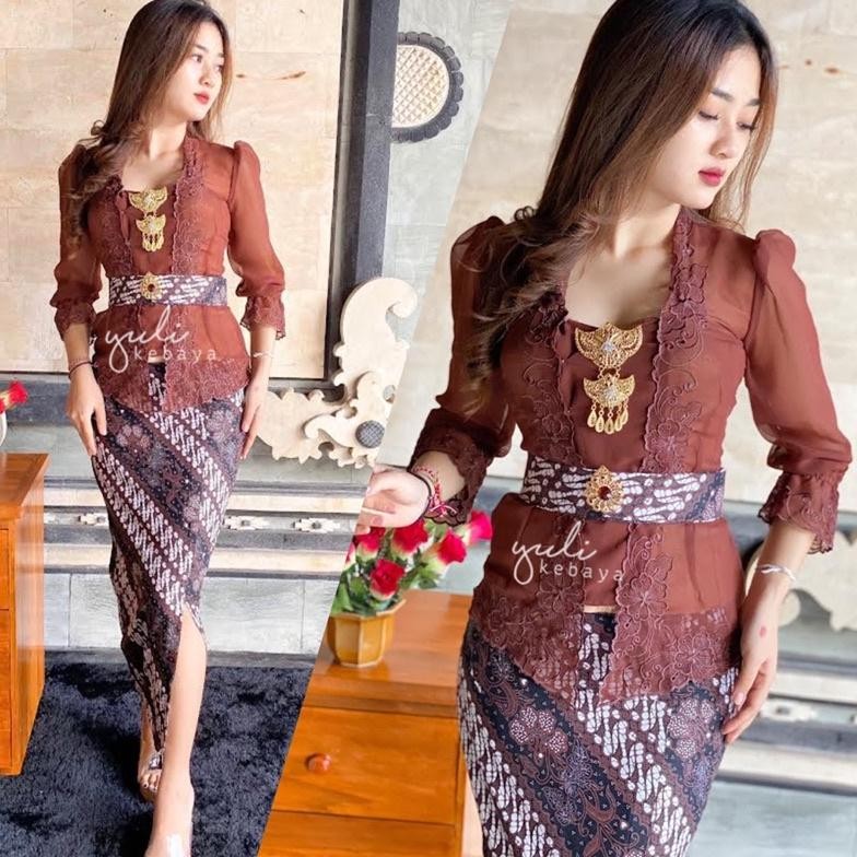 ''Terlaris" Set Kebaya Sifon Bordir Bali Jadi