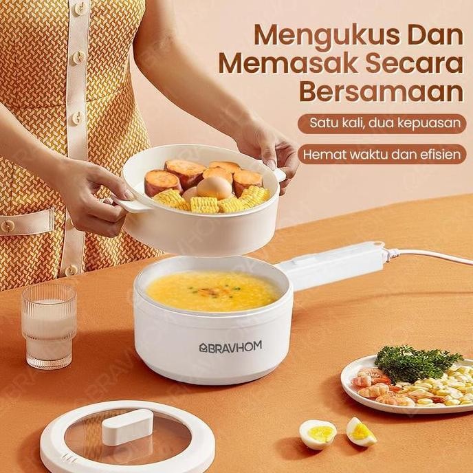 (COD)Bravhom Panci listrik cooking pot multifungsi berdaya dua kecepatan yang dapat disesuaikan deng