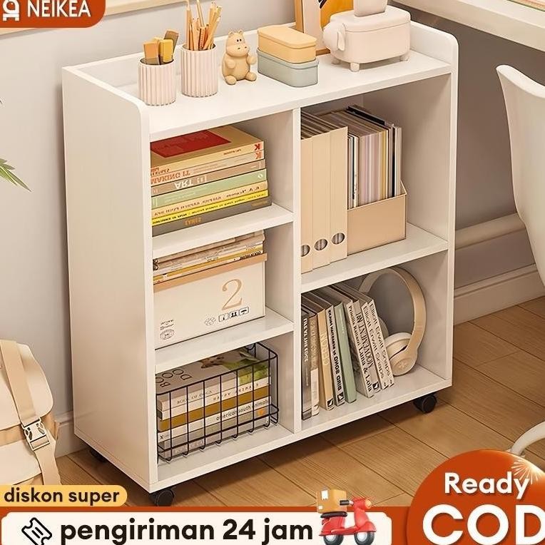 dengan rodaRak Serbaguna Susun 5 Lemari Buku Serbaguna Lemari Buku Susun Kayu Rak Buku Anak