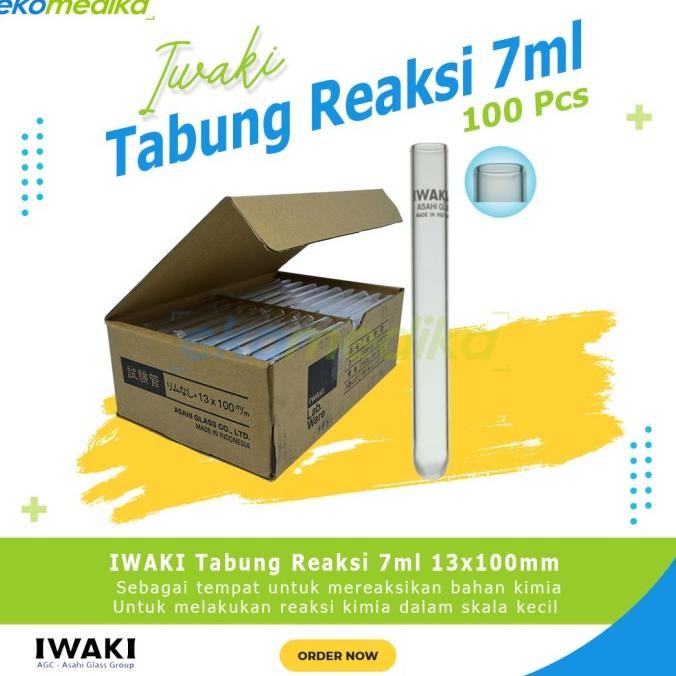 Tabung Reaksi 7ml Iwaki Test Tube 13x100mm 100ea KAL