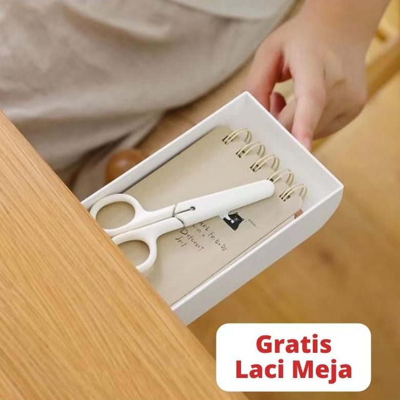 Meja Lipat Laptop Free Laci Meja Belajar Polos Serbaguna Meja WFH Portable Stand Aluminium Meja Kerj