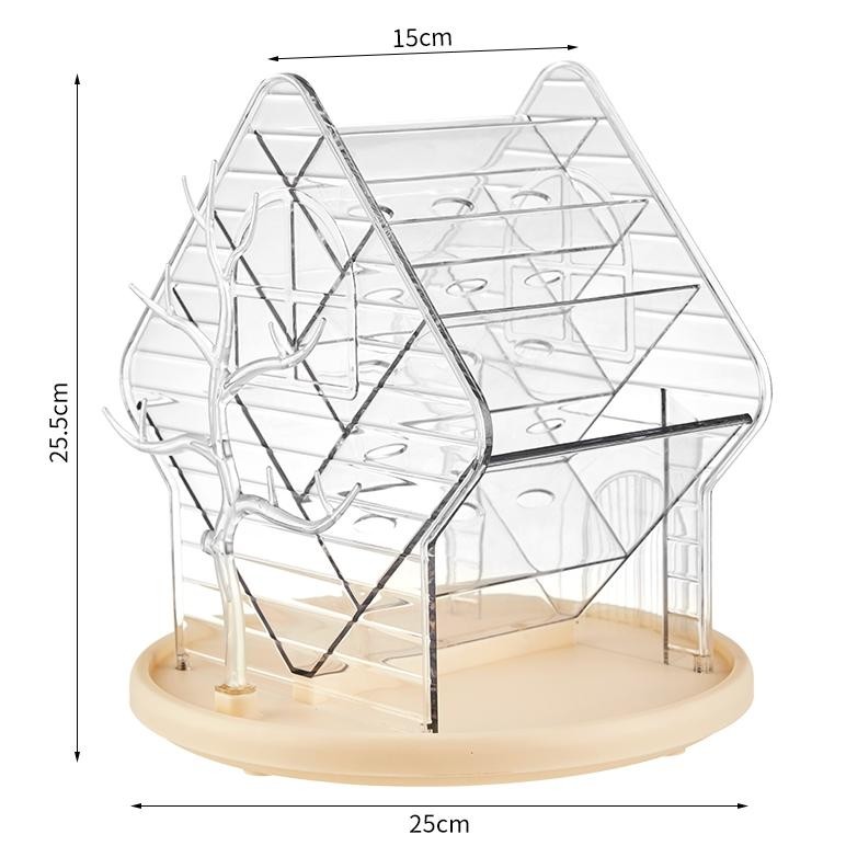 Tempat Make Up Putar Akrilik Multifungsi Rak Aksesoris Anting Cincin Transparan Serbaguna K1162