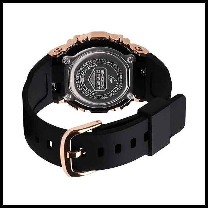 Jam Tangan Wanita Casio G-Shock Gm-S5600Pg-1Dr S Series Metal Square Ladies Digital Dial Black Resin