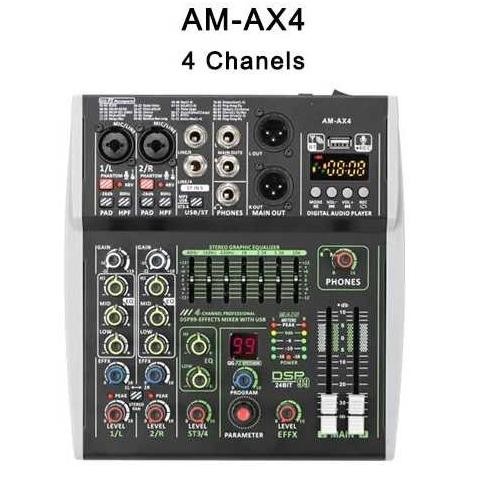 Mixer Audio Digital 4 Channel Dsp 99 Effects Bluetooth  Am Ax 4 Co