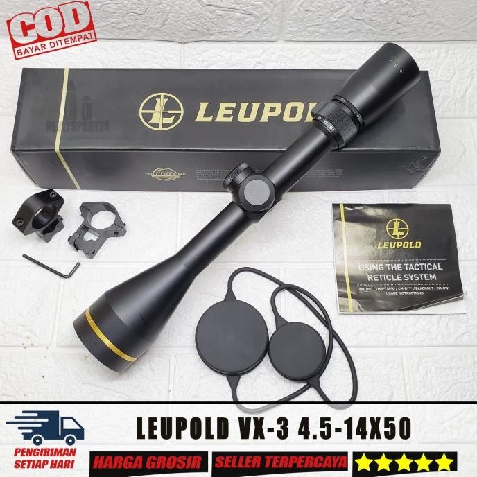 Terlaris Teleskop Leupold VX-3 4.5-14X50 Duplex Telescope Leupold 4.5-14X50 Ring Gold Tahan Getar SA