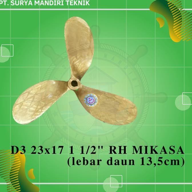 Ready...Ready...Ready...] KIPAS MIKASA KAPAL 3DAUN 23X17 O 1 1/2" INCH KANAN RH BALING BALING KUNING