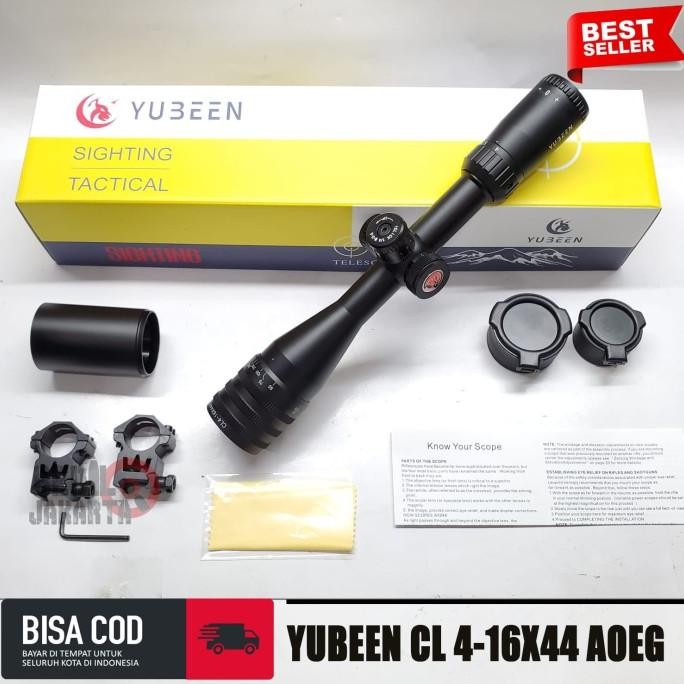 Terlaris TELESCOPE YUBEEN CL 4-16X44 AOEG YUBEEN 4-16X44 AOE 3 WARNA LAMPU RGB SALE