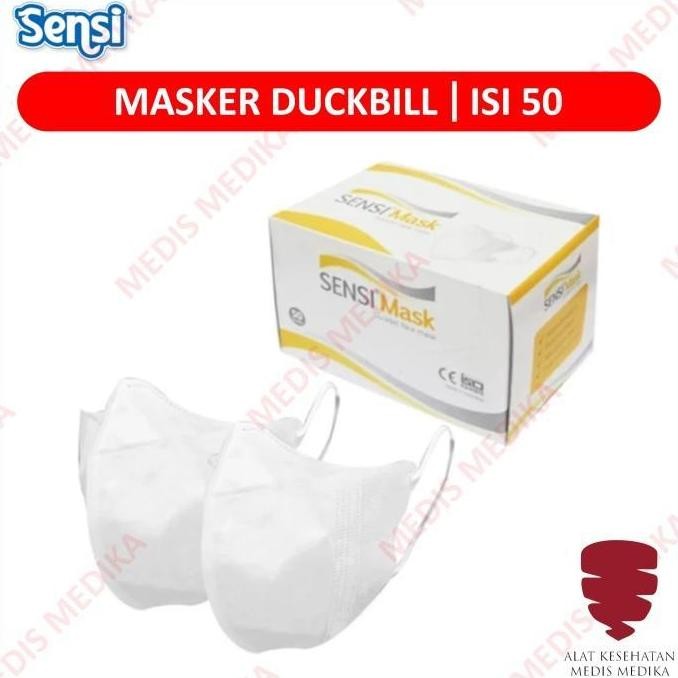 MASKER DUCKBILL SENSI ISI 50 PCS FACE MASK BOX ORIGINAL PREMIUM PACK MEDIS PUTIH TERMURAH