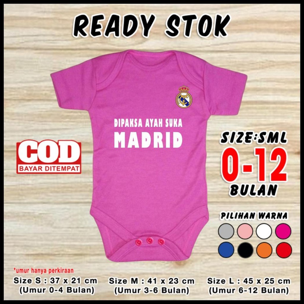 KAOS JUMPER BAJU BAYI BOLA REAL MADRID DIPAKSA AYAH SET JAMPER JERSEY ROMPER PAKAIAN KADO LAKI LAKI 