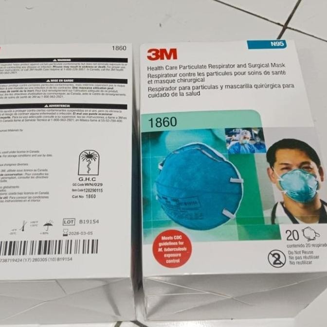 Masker 3M 1860 N95 8210 Isi 20 Original Co