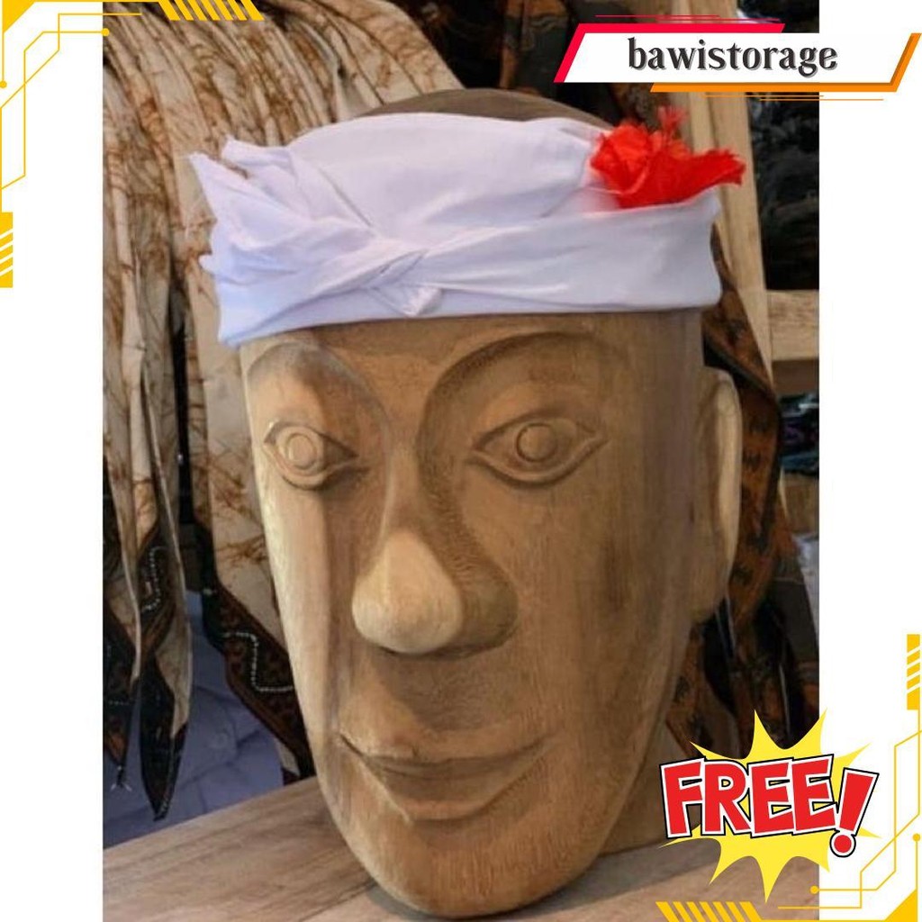 (Gratis Bunga Pucuk)  Udeng Putih Setengah Jadi | Udeng Bali Putih Jangar Nayah (Penasar) Termurah B